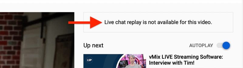 napomena za obrezani youtube video da ponovljena reprodukcija chata nije dostupna