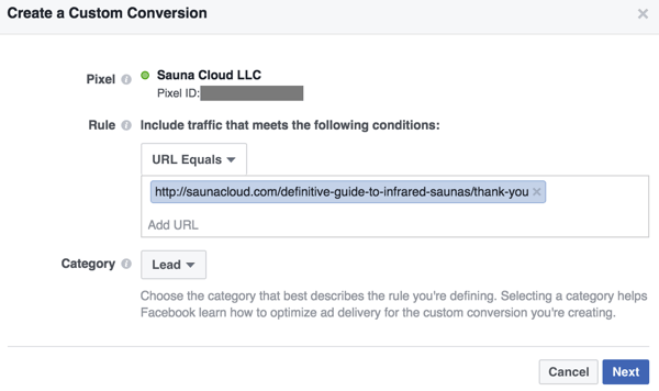Izradite prilagođenu konverziju zasnovanu na URL-u pomoću stranice za potvrdu.