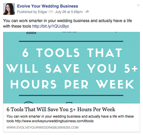 evoluirajte svoj Facebook post za vjenčanja