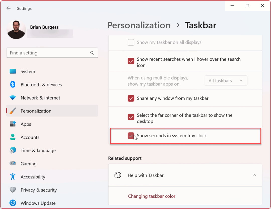 Kako prikazati sekunde na satu programske trake sustava Windows 11