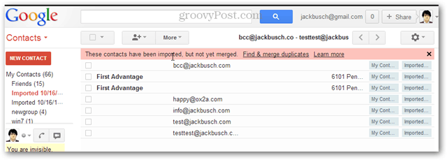 Kako uvesti mnogo kontakata u gmail istovremeno