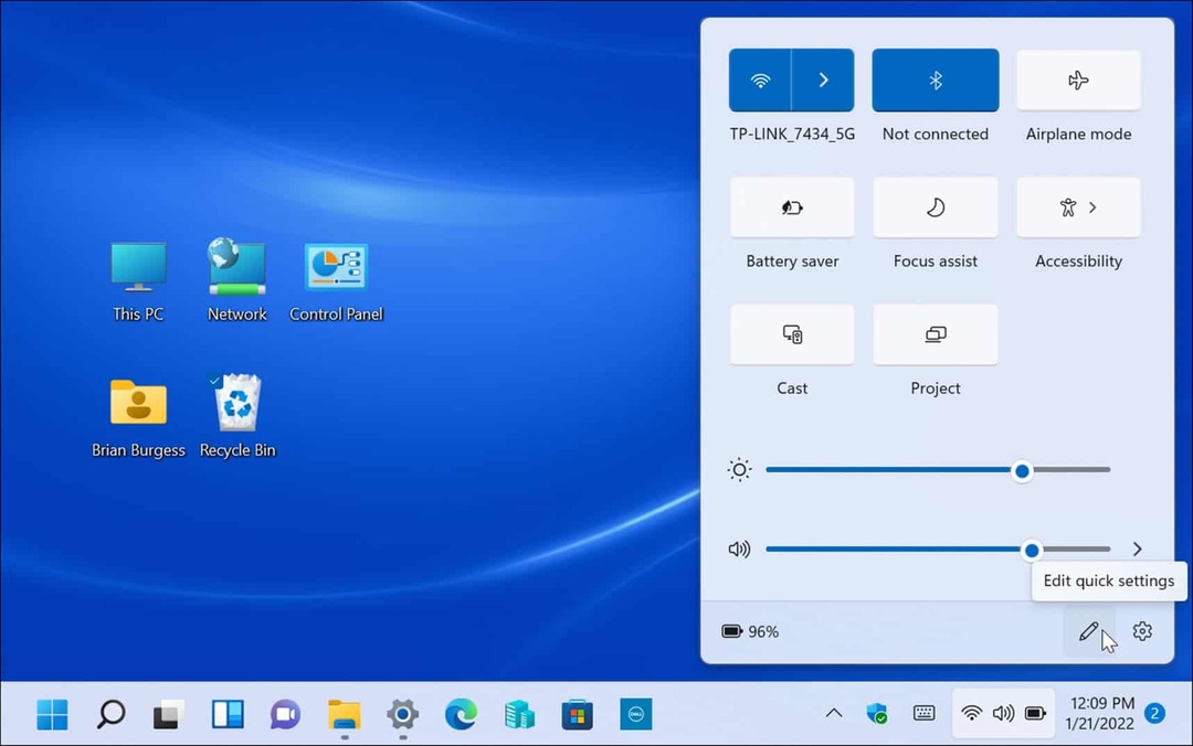 izbornik brzih postavki Windows 11