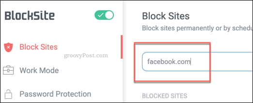 Dodavanje blokirane web lokacije na popis blokova BlockSite u Chromeu