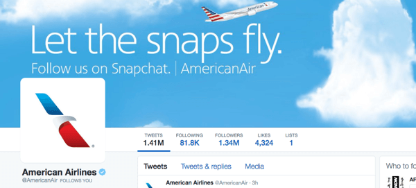 američka zrakoplovna tvrtka twitter slika sa snapchatom