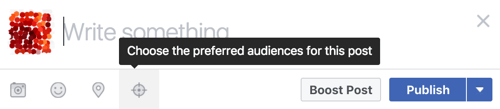 Kliknite ikonu ciljanja da biste dodali oznake i ograničenja pomoću alata za optimizaciju publike.