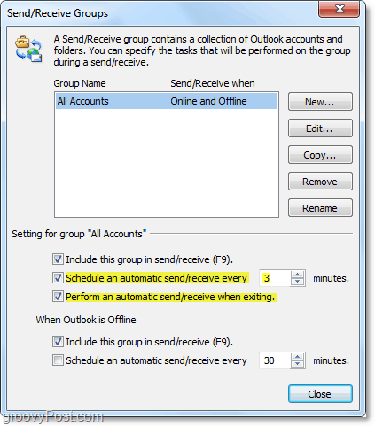 uredite vrijeme automatskog slanja i primanja u programu Outlook 2010