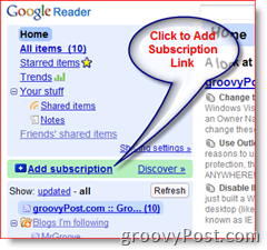 Kako Google Readeru dodaje pretplatu na RSS feed