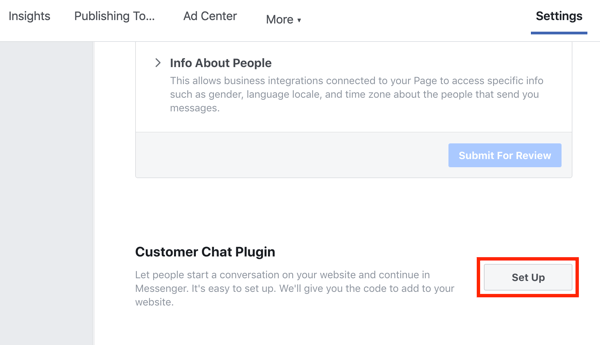 Koristite Google Tag Manager s Facebookom, korak 9, postavite dodatak za Facebook Customer Chat
