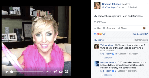 Facebook Live video post na Chaleneinoj Facebook stranici.