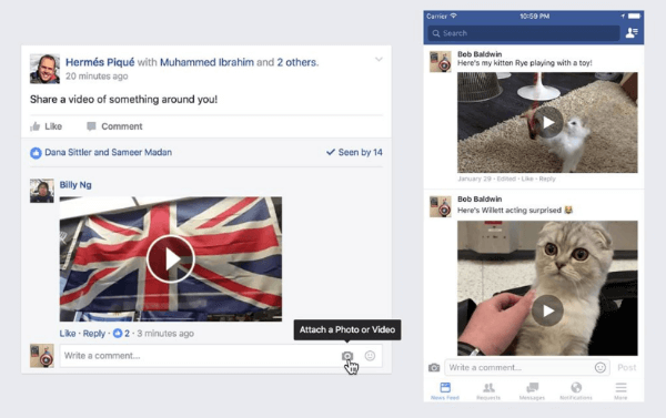 facebook video u komentarima