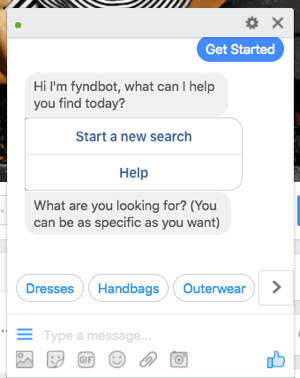 Ovaj Facebook Messenger chat bot pomaže kupcima da pronađu odjeću za kupnju.