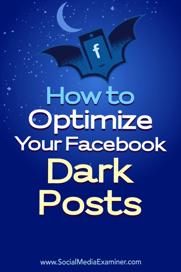 Kako optimizirati svoje tamne postove na Facebooku Eleanor Pierce na ispitivaču društvenih mreža.
