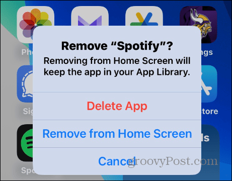 Izbrišite aplikaciju Spotify na iOS-u