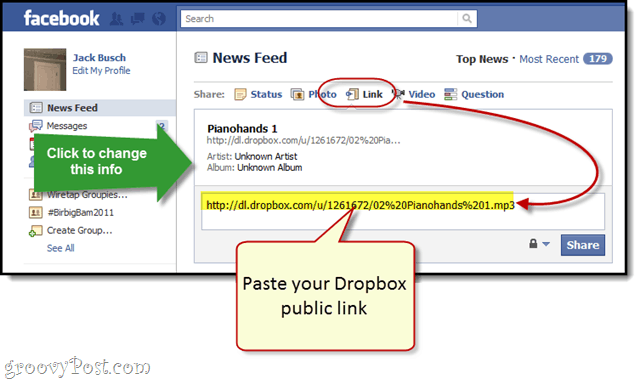 Facebook + Dropbox: Besplatno MP3 strujanje na vašem Facebook zidu