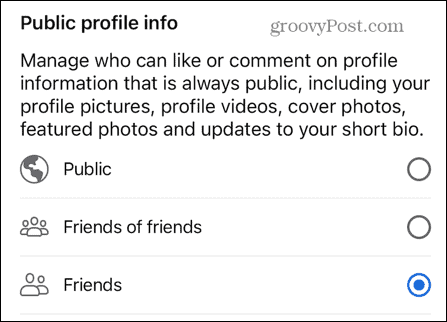informacije o javnom profilu na facebooku