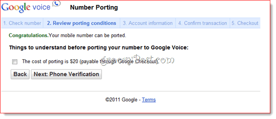 Port postojeći broj u Google Voice