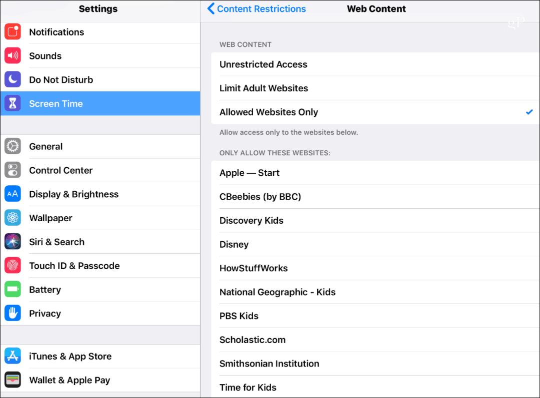 Ograničenja sadržaja zaslona za iOS 12