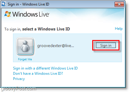 prijavite se u bing bar koristeći svoj Windows Live ID