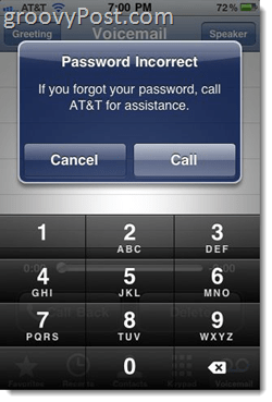 iPhone error MEssage "Lozinka neispravna unesite lozinku za govornu poštu"