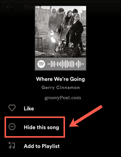 Sakrij pjesmu na Spotify