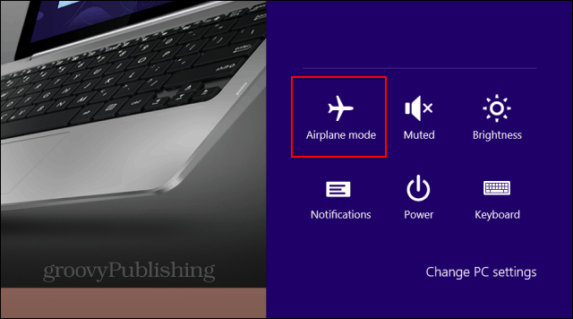 Ikona sustava Windows 8.1 Airplane Mode