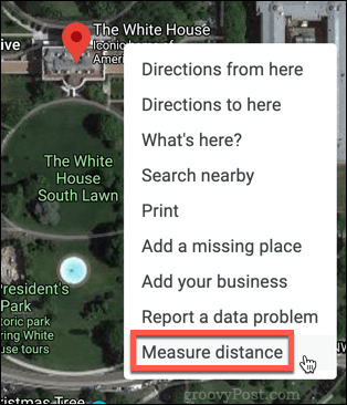 Opcija Google Maps Measure Distance