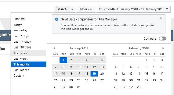 Facebook je predstavio dvije nove značajke izvješćivanja u programu Ads Manager, usporedbi datuma i kreativnom izvještavanju.