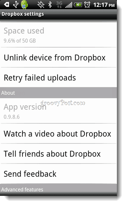 Deinstaliranje Android Dropbox-a