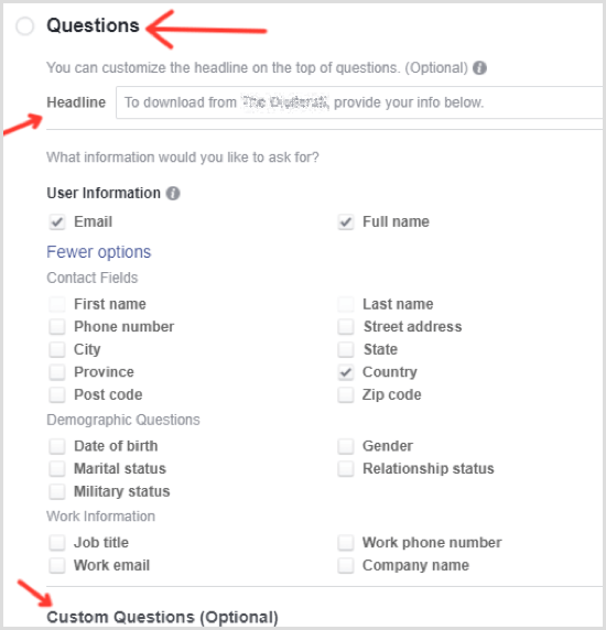Pitanja o odabiru vodećih Facebook oglasa