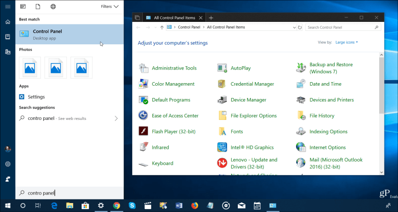Klasična upravljačka ploča u sustavu Windows 10