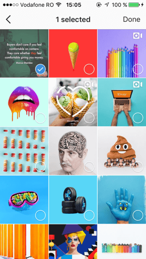 Odaberite bilo koji spremljeni post koji želite dodati u svoju Instagram kolekciju, a zatim dodirnite Gotovo.