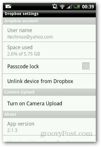 Lozinka zaštitite Dropbox 2