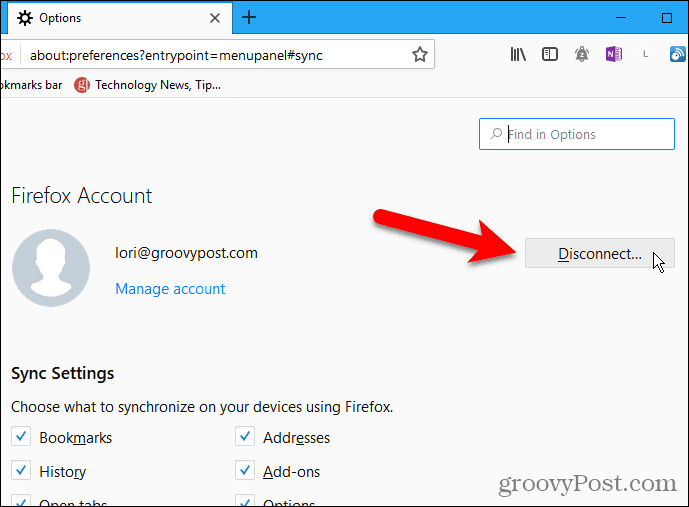 Kliknite Prekini vezu u Firefoxu za Windows