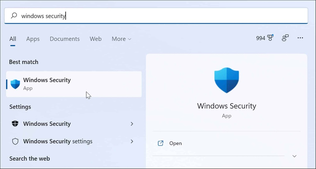 Windows Sigurnosna aplikacija Start