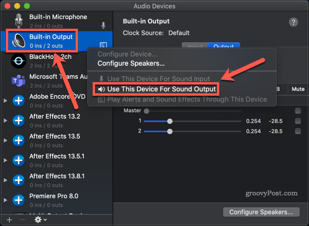 resetirajte interni audio mac