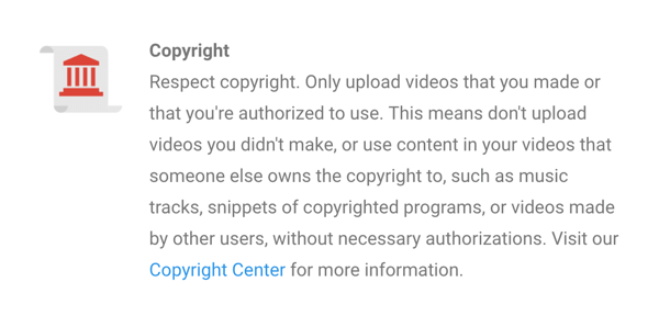 YouTubeova autorska prava jasno su navedena.