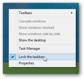 otključati Windows 8 traku s zadacima