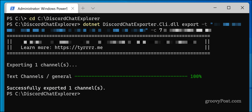 DiscordChatExplorer u sustavu Windows 11 koji se koristi za preuzimanje zapisnika razgovora poslužitelja
