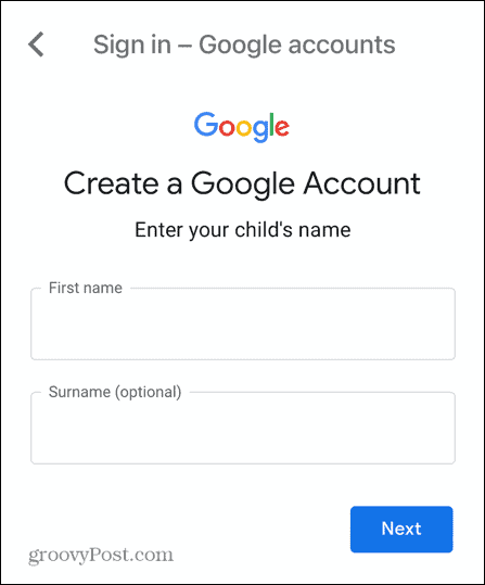 ime podređenog gmail računa