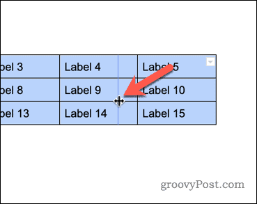 Promjena veličine tablice u Google dokumentima