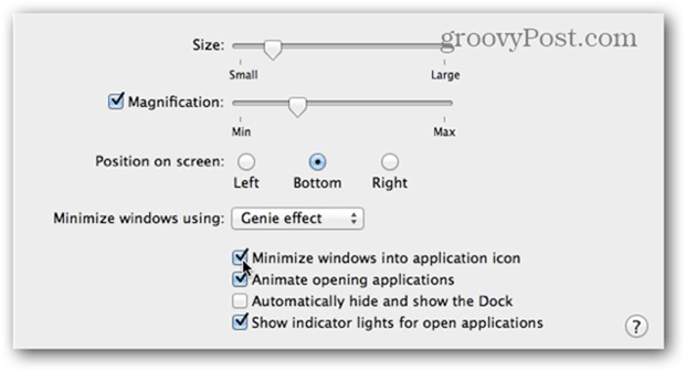 Označite okvir Minimize prozora u ikoni aplikacije.