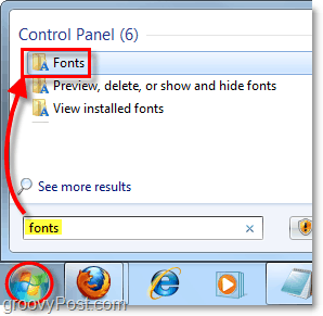 pristupite upravljačkoj ploči fonta u sustavu Windows 7 