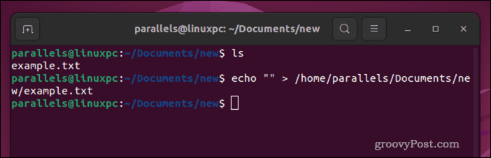 Ispraznite Linux datoteku koristeći echo