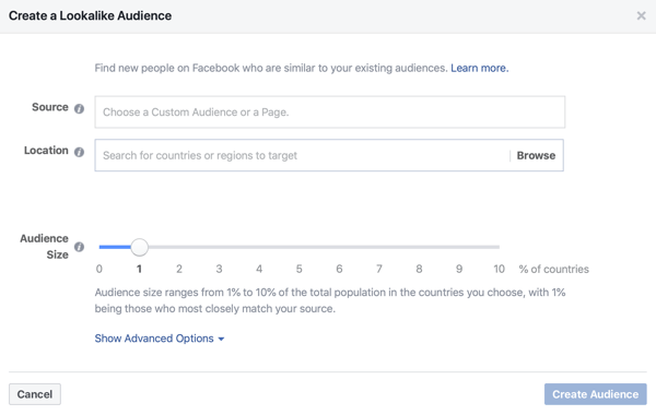 Mogućnost stvaranja 1% slične publike za vaše Facebook oglase.