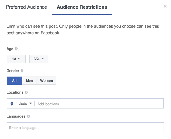 Također možete suziti vidljivost svoje Facebook objave.