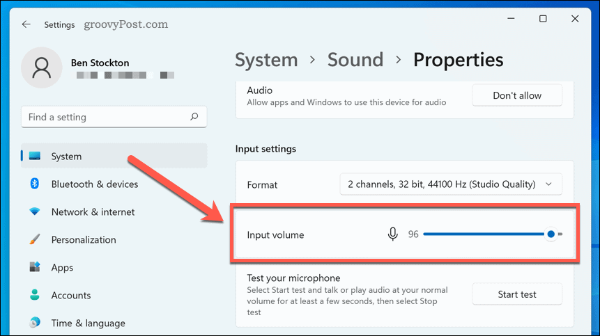 Konfiguriranje postavki glasnoće mikrofona u sustavu Windows 11