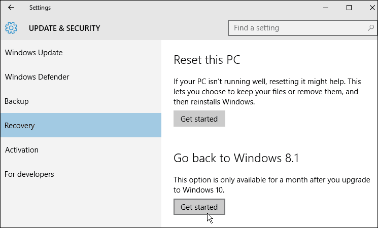 oporavak Windows 10