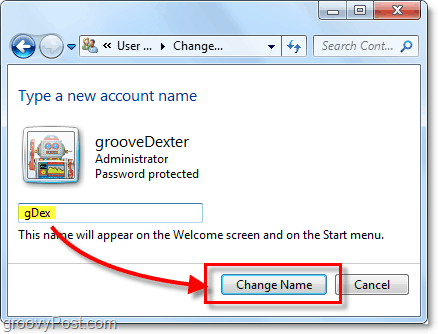 stvorite novo ime računa za Windows 7