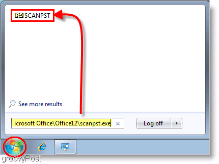 Snimka zaslona - Outlook 2007 lansiranje alata za popravak SCANPST