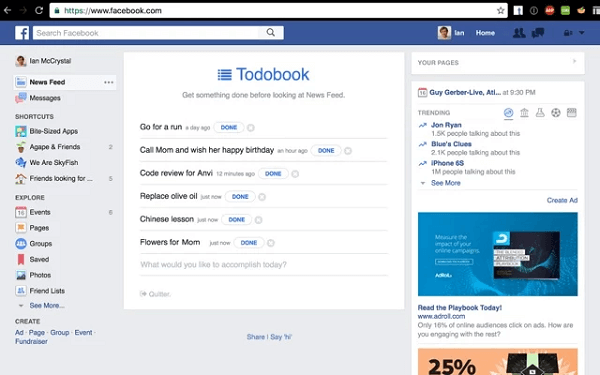 Todobook blokira vaš feed vijesti na Facebooku dok ne riješite svoje prioritete za taj dan.